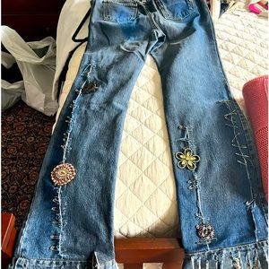 Dolce & Gabbana Indigo Denim Graffiti Punk Jeans with Safety Pins SS 2001 Runway